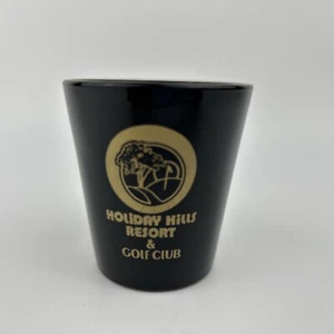 HOLIDAY HILLS RESORT & GOLF CLUB - BRANSON, MO. Black & Gold Shot Glass - Picture 1 of 5