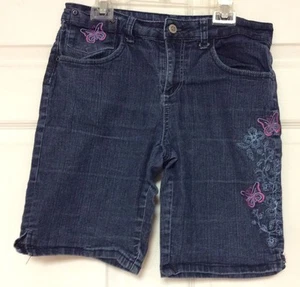 Arizona Jean Co Girls Shorts Size 12.5 Butterfly Embroidery Blue Denim 46 - Picture 1 of 7