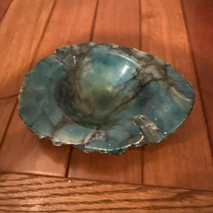 Vintage Aschenbecher Grobschliff Natur Türkis - Bild 1 von 13