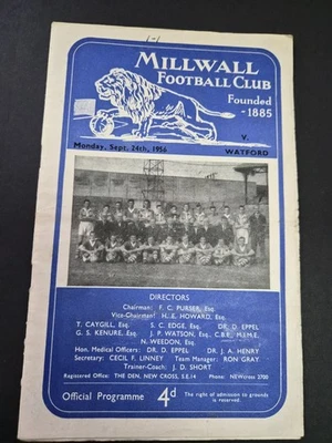 Millwall v Watford ~ Football League Div 3 (South) 1956/57 (SBiSR)~F/P - Image 1 of 3
