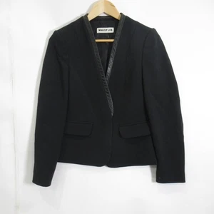 Whistles Jacket UK 8 Black EU 36 Smart Leather Trim Short Collarless Evening - Picture 1 of 24
