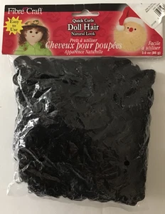 New Fibre Craft Quick Curls Doll Hair Natural Look 4 oz. Black 33762-2 - Picture 1 of 2