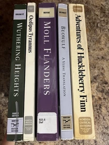 5 Book Lot Norton Critical Editions Twain Brontë Oedipus Moll Flanders - Imagen 1 de 6