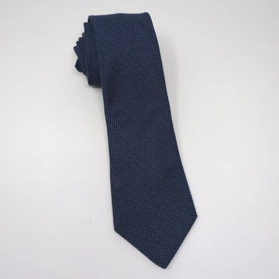 Hickey Freeman Blue Geometric Silk Wool Blend Classic USA Made Mens Neck Tie - Image 1 of 4