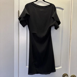 Reiss Women Black Cocktail Midi Dress Ruffle Short Sleeve US 4 - Picture 1 of 6