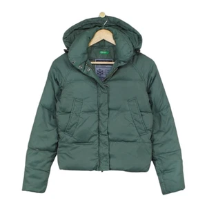 United Colors Of Benetton Puffer Jacket Womens Size XS Green Down Hooded - Picture 1 of 14