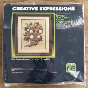 Creative Expressions Crewel Embroidery Kit 1040 Autumn Bouquet 16 x 20 1984 NEW - Picture 1 of 3