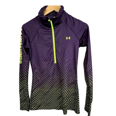Top Pullover Under Armour ColdGear Púrpura Neón Geométrico Cuarto Cremallera Para Mujer XS Foto 1 de 4