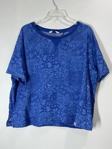 Alpine design women’s XL French Terrier short sleeve shirt blue bandanna print - Picture 1 of 8