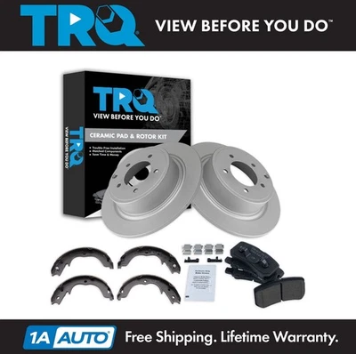 Kit de pastillas de freno y rotor de cerámica trasera TRQ para Mitsubishi Outlander 2011-2012 Foto 1 de 4