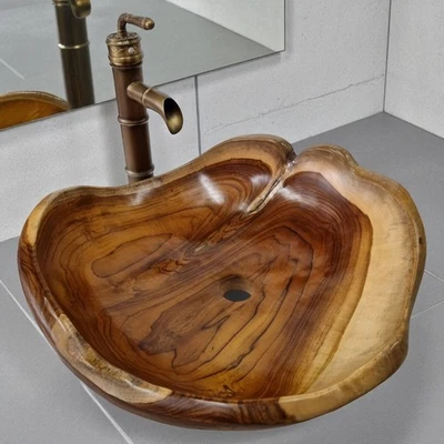 Wooden bowl burl wood sink wash bowl natural countertop sink bowl - Image 1 of 3