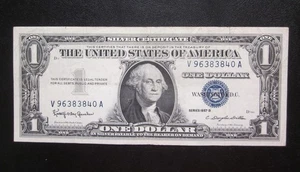 1957 B $1 SILVER CERTIFICATE ONE DOLLAR BANKNOTE VERY FINE US NOTE V 96383840 A - Picture 1 of 2