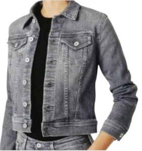 AG Adriano Goldschmied Women’s Gray Denim Jean Jacket Size Small Classic Trucker - Picture 1 of 10