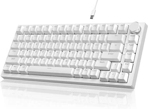 AK820 Wired Mechanical Gaming Keyboard with Volume Knob -White/Blue Switch - Picture 1 of 10
