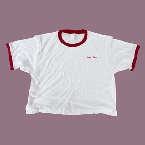 Personalizable Pool Boy Personalizado Bordado Hombre Blanco Timbre Crop Top Camiseta - Imagen 1 de 7