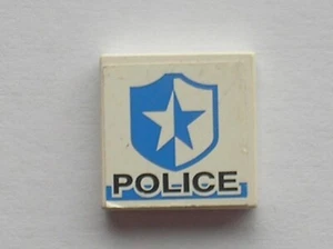 LEGO White Tile 2x2 POLICE Sticker Ref 3068bpb0009 Set 8230 Coastal Cop Buggy - Picture 1 of 1
