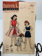 Vtg 1950's Butterick # 6553 Girl's shorts halter-skirt sewing pattern sz   2