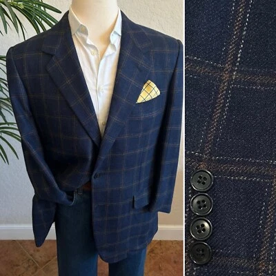 BERGDORF GOODMAN BLAZER РАЗМЕР 44/46 ВИНТАЖНЫЙ SPORT ПАЛЬТО ТЕМНО-ОКНО КУРТКА - Изображение 1 из 4