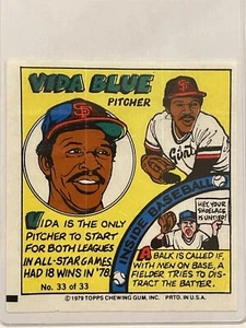 1979 Topps Baseball Comics Vida Blue #33 San Francisco Giants Gum Wrapper MLB - Picture 1 of 2