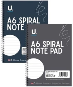 2 x A6 SPIRAL BOUND 60 Sheet NOTEPADS Memo Pads Plastic Cover Jotter 15cm x 10cm - Picture 1 of 1