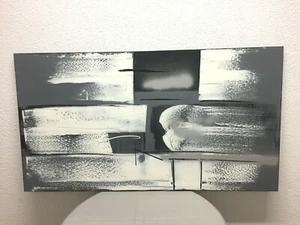 AUTHENTIQUE PEINTURE SUR TOILE ORIGINALE ART ABSTRAIT NOIR ET BLANC MODERNE - Picture 1 of 9