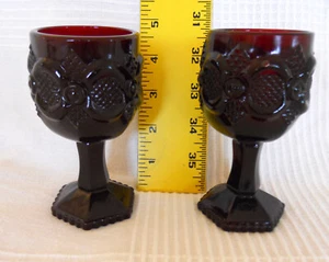 Vintage Glass Goblets Set of 2 Avon 1876 Water Goblets Ruby Red Cape Cod Vampire - Picture 1 of 6