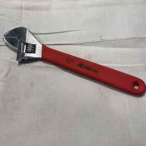 ATE Pro Tool 12” Adjustable Wrench Red Grip Handle - Picture 1 of 8