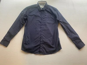Level Ten Mens Shirt Button Up Patterned Stretch Chest Pocket Formal Black Large - Picture 1 of 11