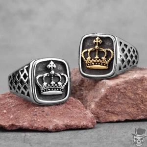 Anillo Punk Sculpt Rings™ Corona Oro Plata Color en Acero EE. UU. - Talla 7-13 - Imagen 1 de 11
