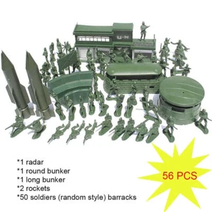 56 Pieces Military Playset WWII Soldiers Base Toys Models 5cm Army Men Figures - Picture 1 of 7