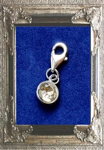 CHARM ANHÄNGER mit SCHMUCKSTEIN weiss 925er SILBER KARABINER f. ARMBAND + KETTE - Bild 1 von 1