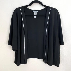 NEW Catherines Womens Plus 3X Black Open Cardigan Bolero Shrug Short Sleeve - Picture 1 of 7