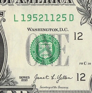 25. November 1952 Geburtstag Datum Schein ausgefallen Seriennummer One Dollar Schein 11 25 1952 - Bild 1 von 11