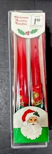 10” Embossed Novelty Red Tapered Candles Christmas Bells Vintage Original Box - Picture 1 of 9