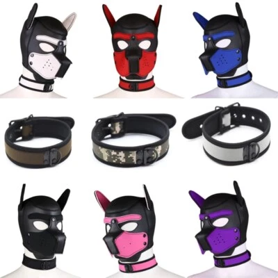 Cosplay Dog Mask Puppy Headgear Master Role Play Helmet Neck Collar - Image 1 of 4