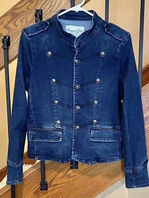 American Rag Cie Jean Jacket-military Style-med  Wash-sz. Med Women’s Foto 1 de 4