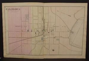 New York  Ontario County Map Canandaigua 1874 Dbl Pg  W15#06 - Picture 1 of 1