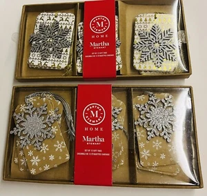 Neu 24 Martha Stewart Geschenkanhänger Schneeflocken Silber Glitzer 2” x 3 3/4” Hergestellt in Indien - Bild 1 von 14
