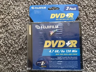 Fujifilm DVD+R 3 Pack 4.7GB/Go 120 Min Data Brand New & Sealed Up to 8x Write. - Image 1 of 4