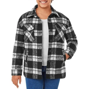 Member's Mark Girls Plaid Shacket Black Size S 6-6X - Picture 1 of 6
