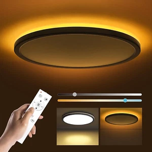 12In LED Flush Mount Ceiling Light Fixture with Remote Control, Nightlight 2000K - Picture 1 of 12