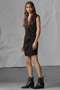 AllSaints Callie Silky Faux Wrap Dress Large 14 - Picture 1 of 18
