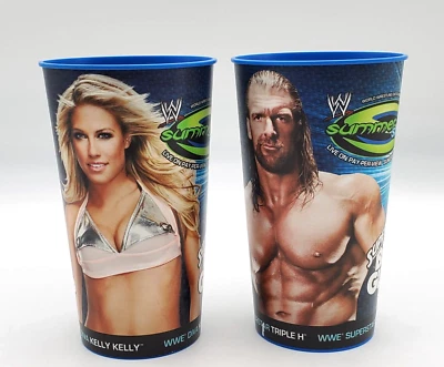 WWE Wrestling Summer Slam 2009 Super Big Gulp 44 OZ Lote Triple H, Kelley (2) Foto 1 de 4