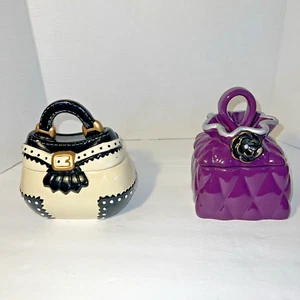 Davids Biscottiera Biscottiera Ceramica Portabiscotti Uno Bianco e Nero Uno Viola Lotto di 2 - Foto 1 di 12