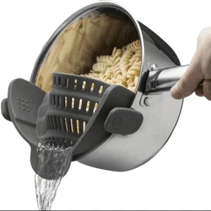Colino per pentola in silicone e colino per pasta, clip in silicone regolabile, senza BPA! - Foto 1 di 9