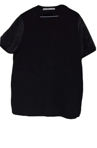 PARIS ATELIER & Other Stories Smart Black Top + Faux Leather Sleeves EU 36 - Picture 1 of 8