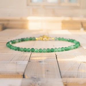 Natural Green Aventurine Healing Reiki Crystal Minimalist Dainty Skinny Bracelet - Picture 1 of 4