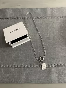collana iniziale pavè di giglio e menta con catenina fermacarte argento S acciaio inox 18” - Foto 1 di 3