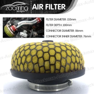 Universal 3 inch 76mm Car Air Filter Mushroom Head Racing AIR Filter Flow Yellow - Foto 1 di 6