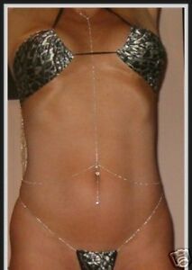 Ms Magic Stripper Figaro Silver sep Crystal Ball Drop Body Chain ~ A Must SEE ~